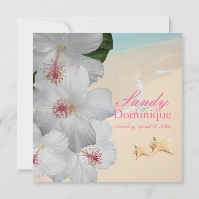 PixDezines Hibiscus Lei /beach/tropical wedding Invitation (Front)