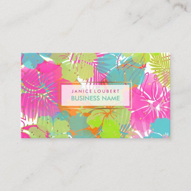 PixDezines hibiscus/rainforest/DIY background Business Card (Front)