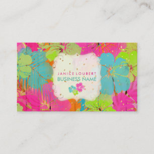 PixDezines hibiscus/rainforest/wood panels Business Card