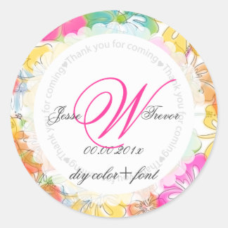 PixDezines hibiscus/watercolor affect Classic Round Sticker