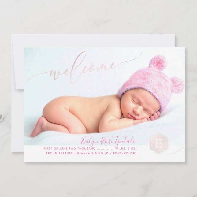 PixDezines Honeycomb Birth Announcement, Girl Announcement (Front)
