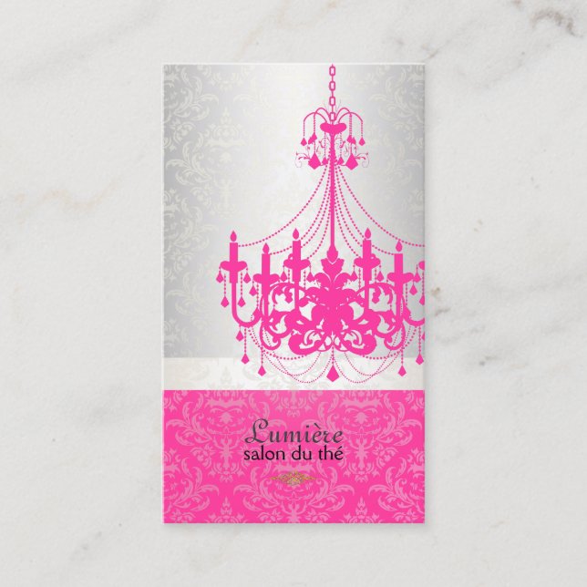 PixDezines hot pink chandelier/DIY colour Business Card (Front)