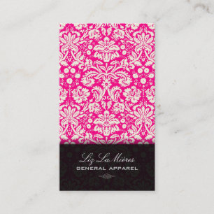 PixDezines Hot Pink+White Desiree Vintage Damask Business Card