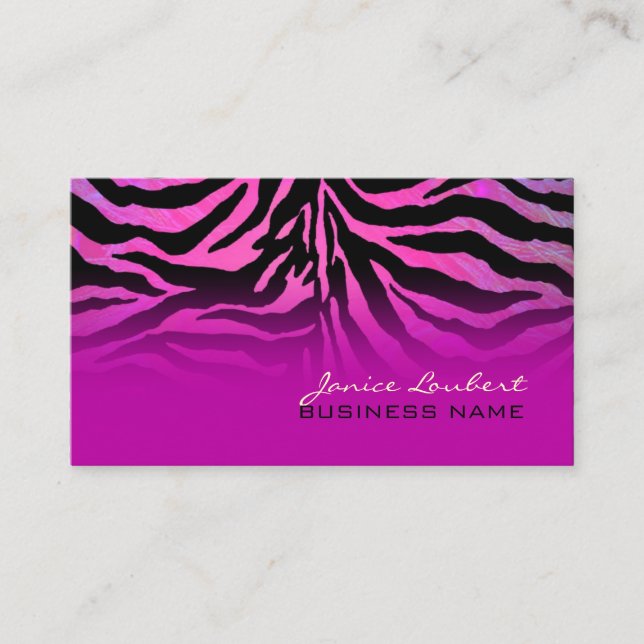 PixDezines hot pink zebra Business Card (Front)