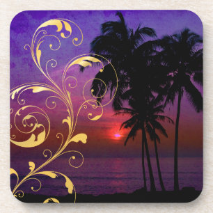 PixDezines hula sunset+filigree swirls Coaster