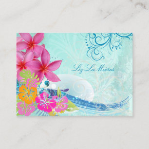 PixDezines HULA WAVES/PLUMERIA/HIBISCUS Business Card