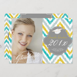 PixDezines ikat chevron graduation Invitation