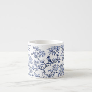 PixDezines Indigo Blue Chinoiserie, Bird Peonoies Espresso Cup