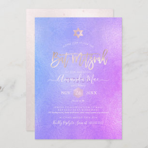 PixDezines Iridescent Purple Ombre Bat Mitzvah Invitation