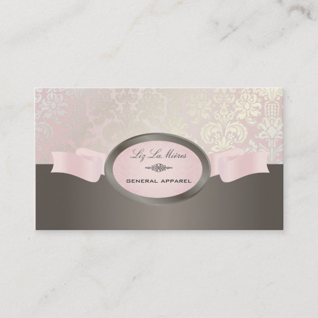 PixDezines Isabella Damask/DIY/pink+titanium Business Card (Front)