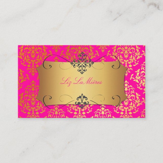 PixDezines Josephine Damask/DIY Background colour Business Card (Front)
