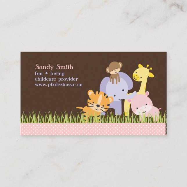 PixDezines Jungle of Fun Daycare Business Card (Front)