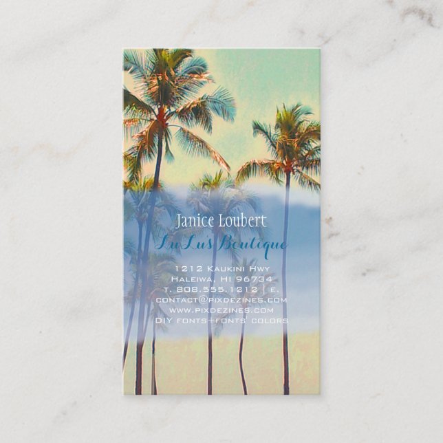 PixDezines kailua bay/vintage hawaiian beach Business Card (Front)