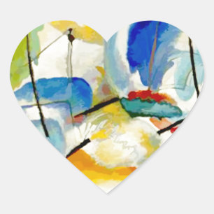 PixDezines Kandinsky 1913 Sea Battle Improv 31 Heart Sticker