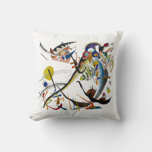PixDezines Kandinsky 1921 Abstract Blue Segments Cushion