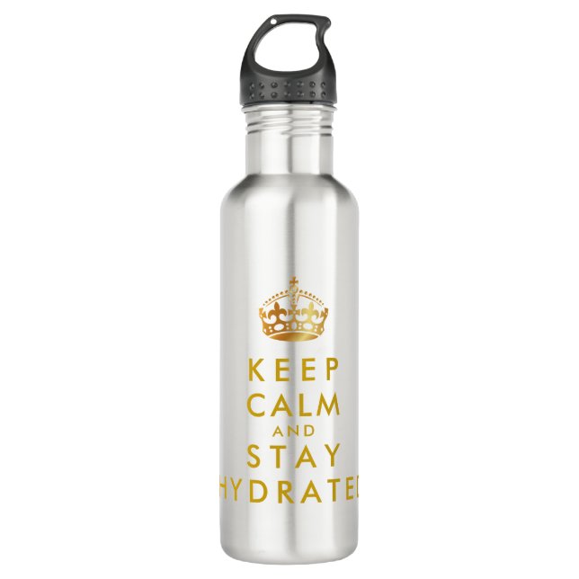 PixDezines KEEP CALM and STAY HYDRATED 710 Ml Water Bottle (Front)