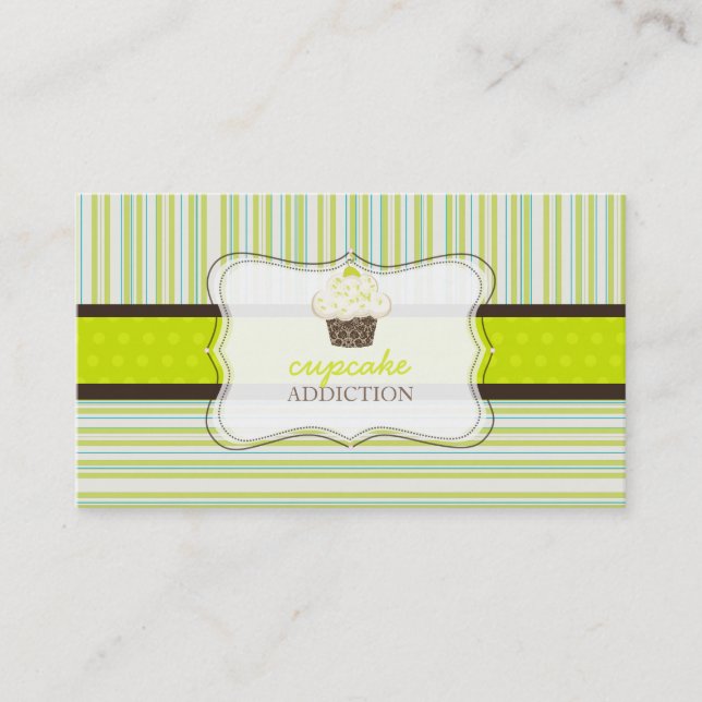 PixDezines kelylime cupcake+stripes Business Card (Front)