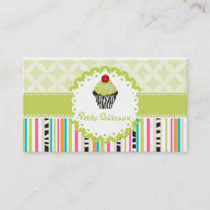 PixDezines keylime swirls cupcake+stripes Business Card