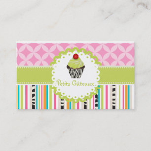 PixDezines keylime swirls cupcake+stripes Business Card