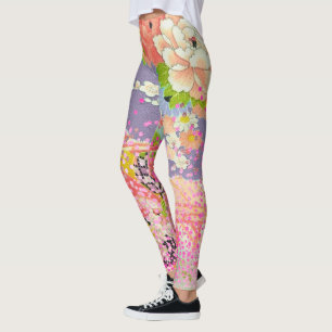 PixDezines Kimono/Peonies/Cherry Blossoms Leggings