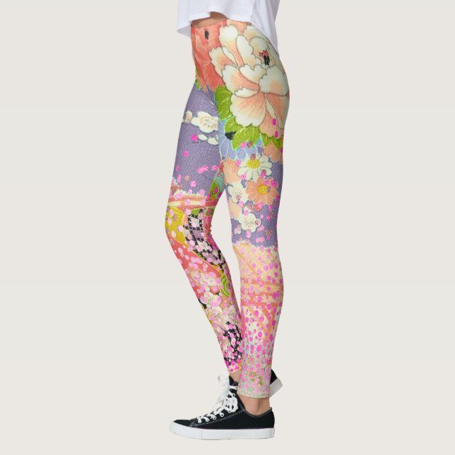 PixDezines Kimono/Peonies/Cherry Blossoms Leggings (Left)
