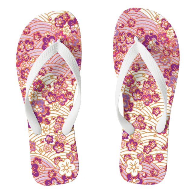PixDezines kimono/pink sakura/faux chirimen Jandals (Footbed)
