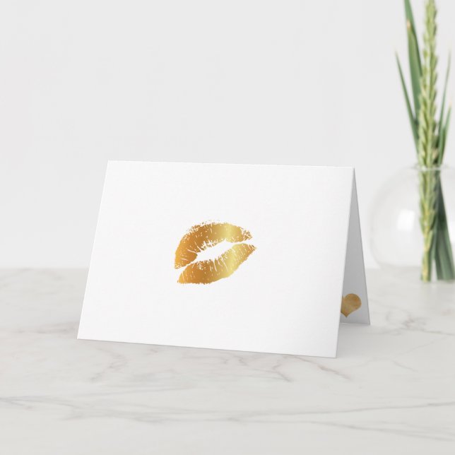 PixDezines Kiss, Kiss, Faux Gold Lips/DIY message Holiday Card (Front)