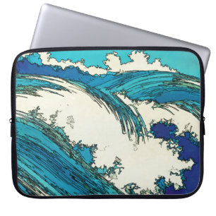 PixDezines konen uehara ocean waves, 上原 Laptop Sleeve