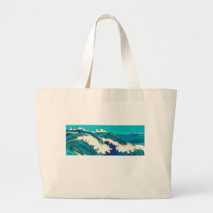 PixDezines konen uehara ocean waves, 上原 Large Tote Bag