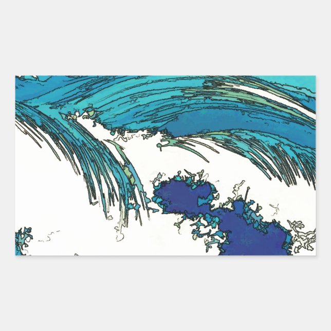 PixDezines konen uehara ocean waves, 上原 Rectangular Sticker (Front)