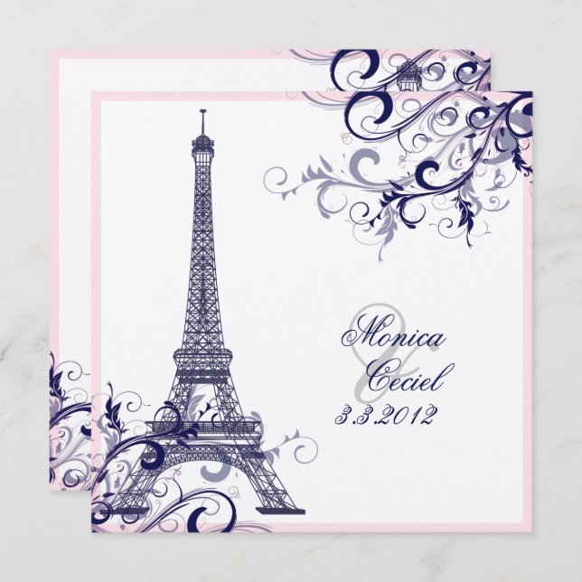 PixDezines la tour eiffel/paris Invitation (Front/Back)