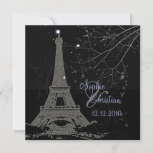 PixDezines La Tour Eiffel+Swirls Invitation