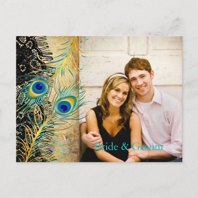 PixDezines lace peacock/DIY event+background colou Announcement Postcard (Front)