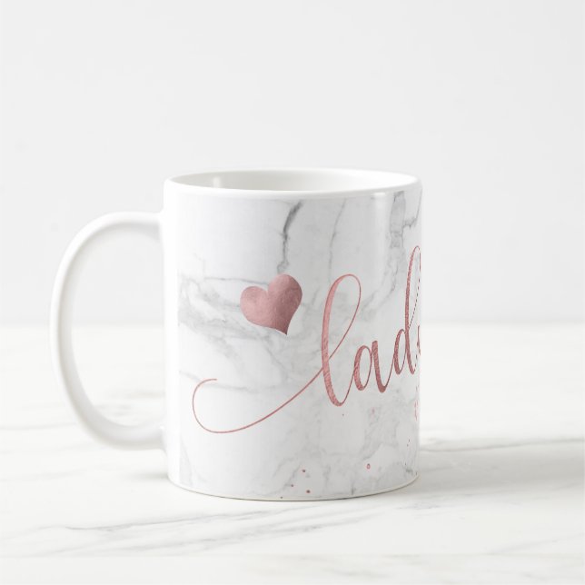 PixDezines LADYBOSS Marble+Faux Rose Gold/Script Coffee Mug (Left)