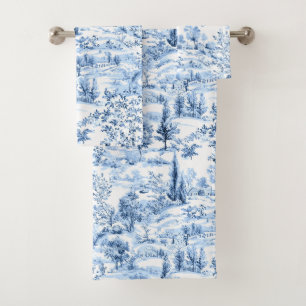 PixDezines Landscape Chinoiserie, Blue Bath Towel Set