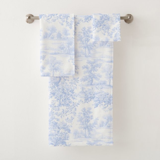 PixDezines Landscape Chinoiserie, Light Blue Bath Towel Set (Insitu)