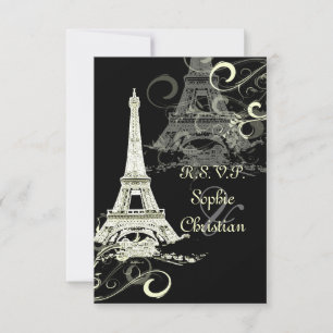 PixDezines LARGE RSVP/LA TOUR EIFFEL/CREAM SWIRLS RSVP Card