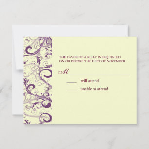 PixDezines LARGE RSVP, PLUM SWIRLS/DIY background RSVP Card