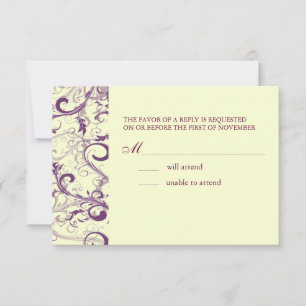 PixDezines LARGE RSVP PLUM SWIRLS+VANILLA SWIRLS Card
