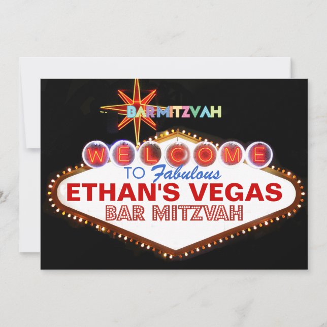 PixDezines las vegas bar Mitzvah Invitation (Front)