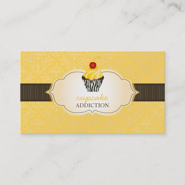 PixDezines lemon lime swirls cupcake+pinstripes Business Card (Front)