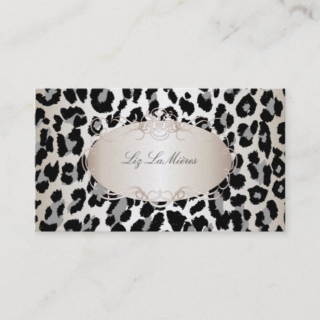 PixDezines leopard/champagne Business Card (Front)