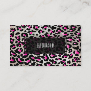 PixDezines leopard/electric pink/faux silver Business Card