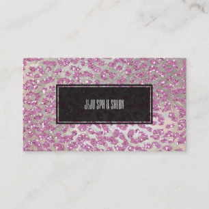 PixDezines leopard/pink/faux gliter+silver Business Card