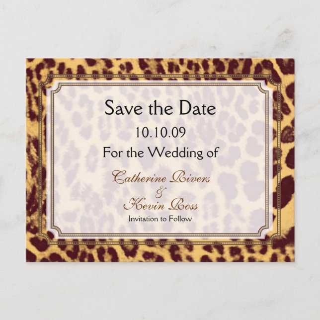 PixDezines Leopard print/DIY text/ save the date Announcement Postcard (Front)