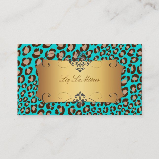 PixDezines Leopard spots / DIY background colour!! Business Card (Front)