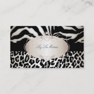 PixDezines leopard/zebra/champagne Business Card