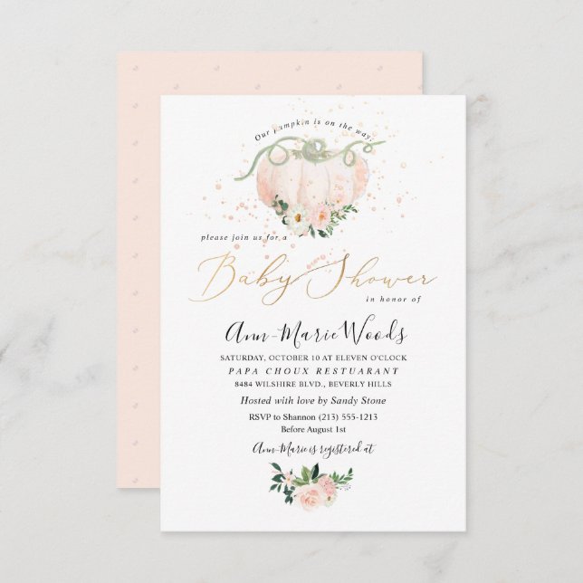 PixDezines Lil Blush Pumpkin Baby Shower Invitation (Front/Back)
