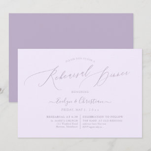 PixDezines Lilac Purpl Minimalist Rehearsal Dinner Invitation