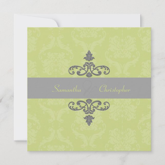 PixDezines Liliana Damask, DIY colours Invitation (Front)